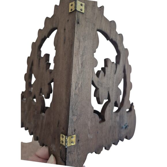 Vintage Corner Shelf Carved Wood Foldable Antique Germany Black Forest - Picture 4 of 9